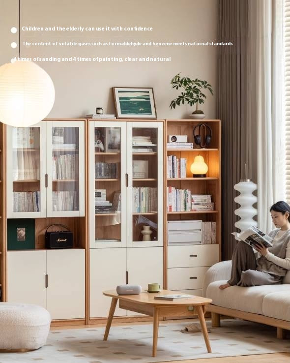 Oak Solid Wood Bookcase Storage Style Floor High