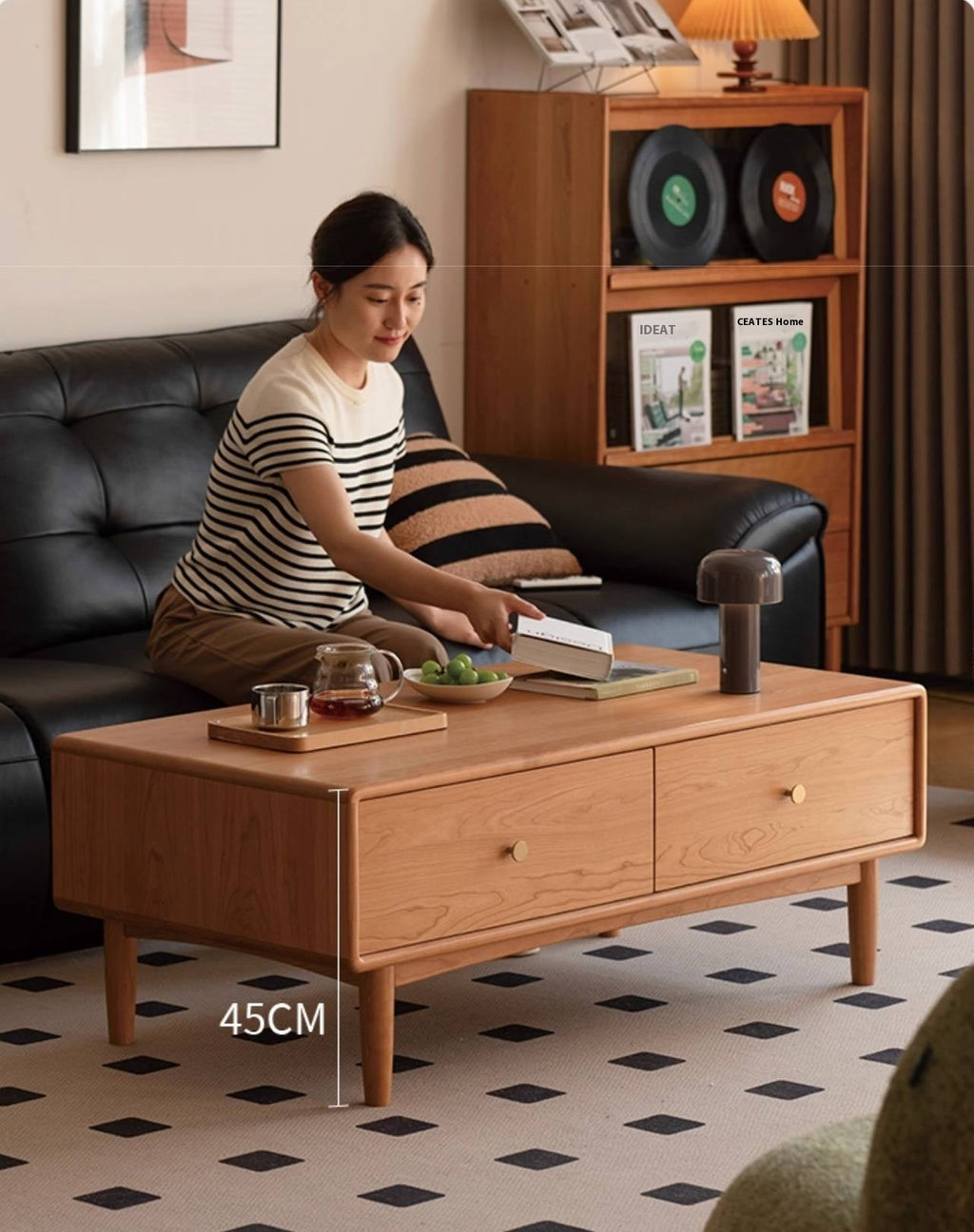 Cherry Solid Wood Medieval Style Coffee Table