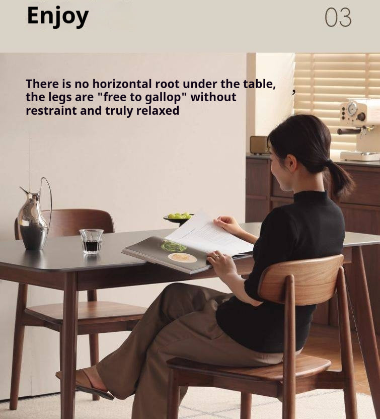 Black Walnut Solid Wood Modern Rock Plate Dining Table