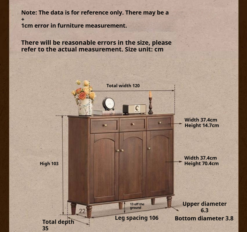 Sandalwood Solid Wood American Retro Storage Shoe Cabinet