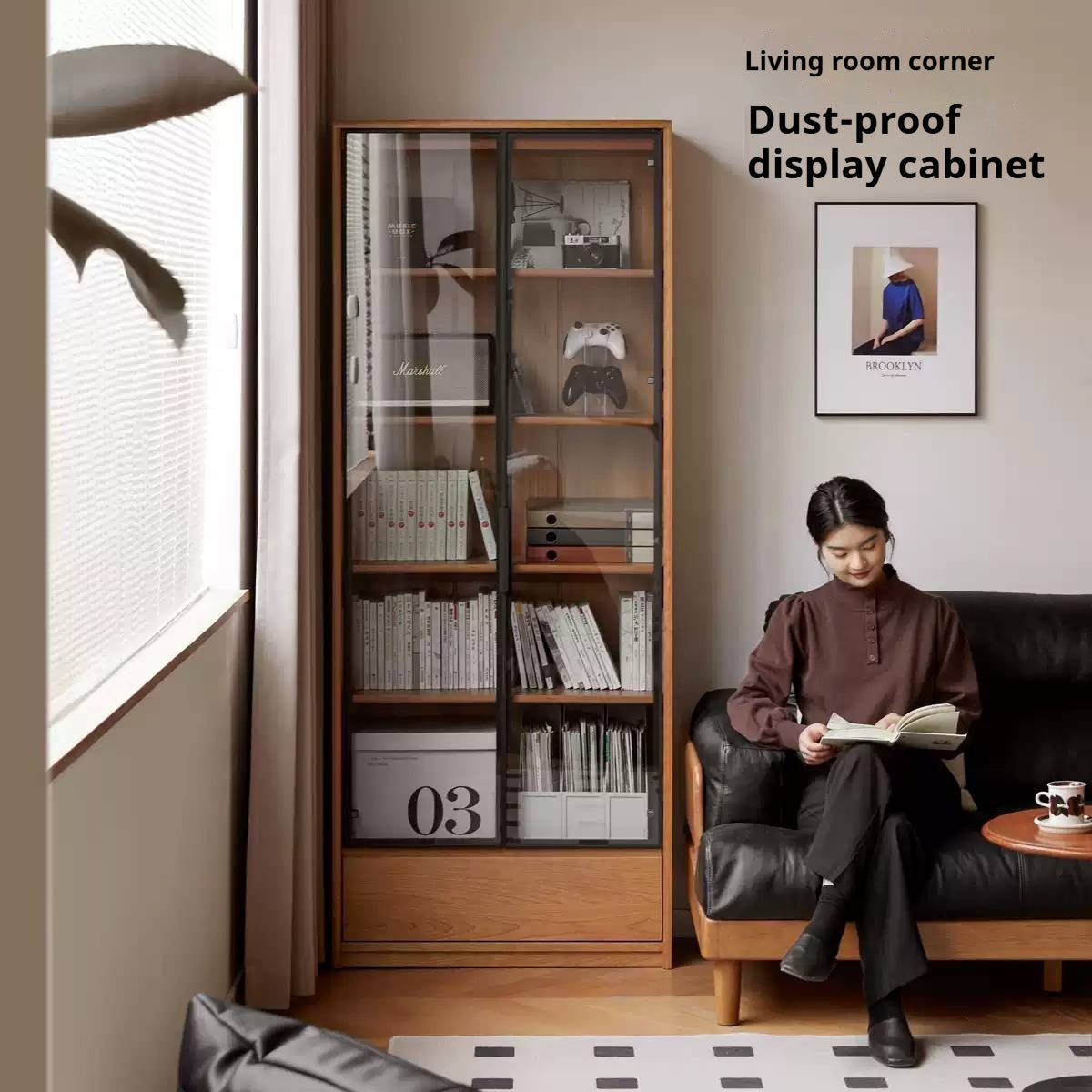 Cherry Solid Wood Bookcase Cabinet Display