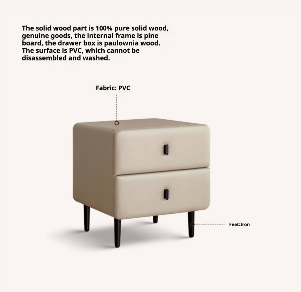 Fabric Cream Style Soft Nightstand