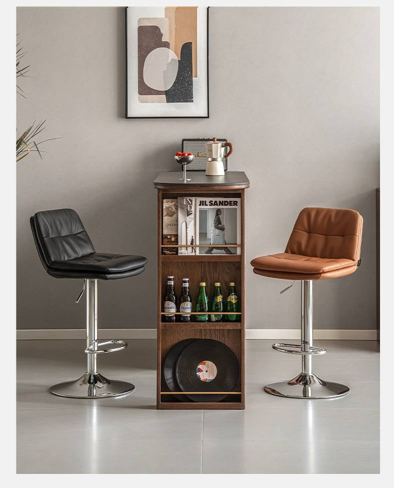 Leather High Backrest Rotating Bar Chair
