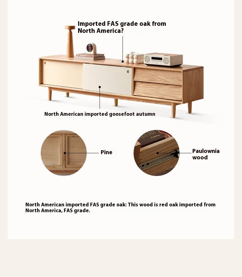 Oak Solid Wood Modern TV Stand.