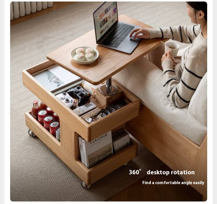 Oak, Ash, Cherry, Black Walnut Solid Wood Rotating Side Table