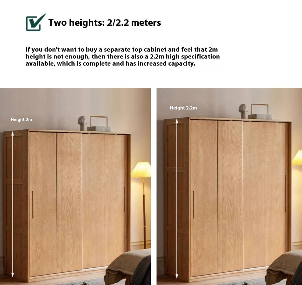Oak, Ash Solid Wood Wardrobe With Sliding Doors.