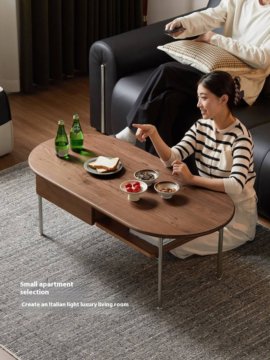 Black Walnut Solid Wood Italian Light Luxury Style Coffee Table