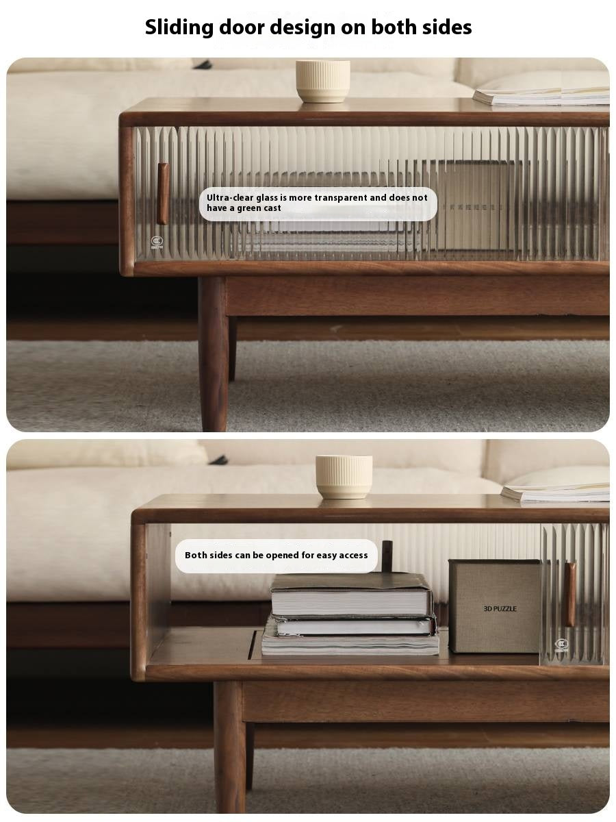 Black Walnut, Oak, Solid Rubberwood Solid Wood Modern Style Tea Table