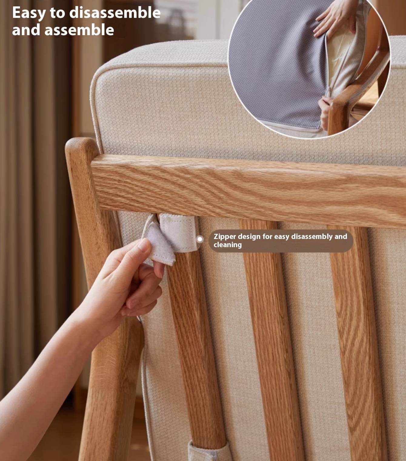 Oak Solid Wood Modern and Simple Armchair