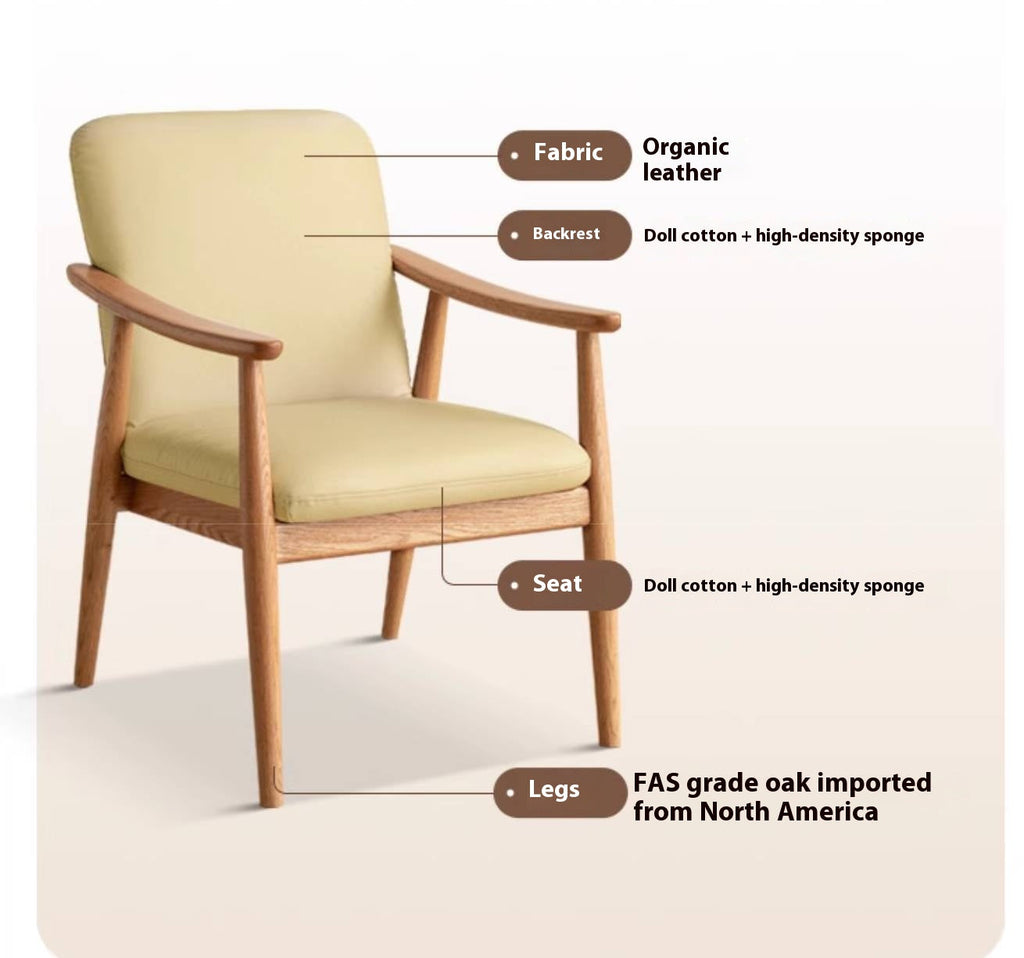 Oak Solid Wood Modern Minimalist Style Leisure Armchair