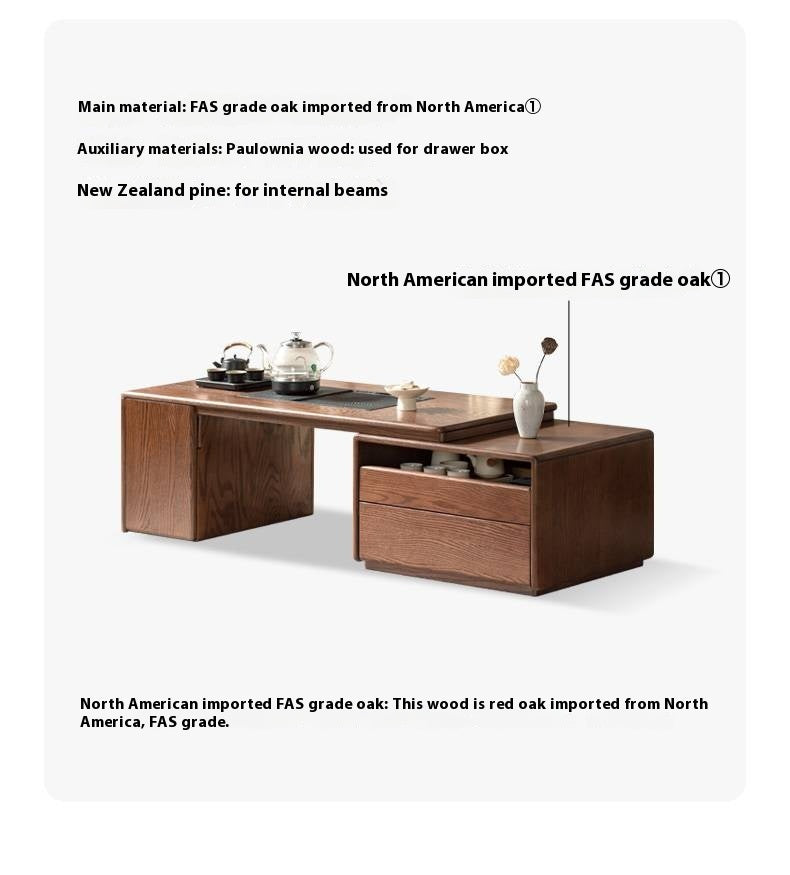 Oak, Black Walnut Solid Wood Telescopic Tea Table