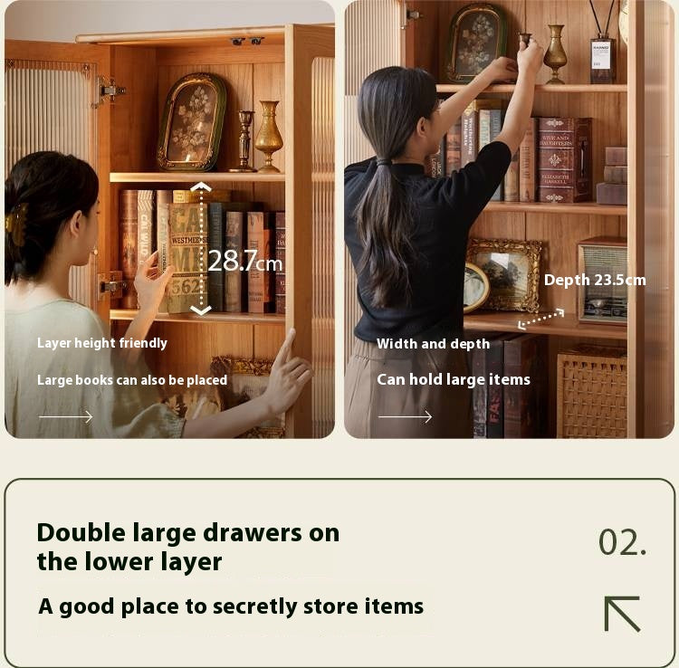 Cherry Solid Wood Middle Ancient Style Bookcase