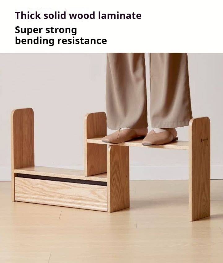 Oak Solid Wood Retractable Storage Desktop Shelf