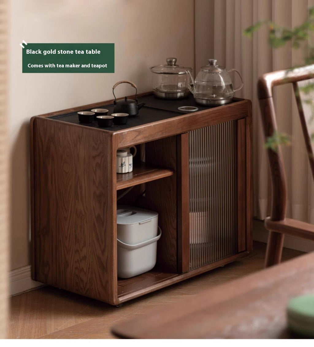 Ash, Oak, Black Walnut Solid Wood Mobile Side Tea Cabinet
