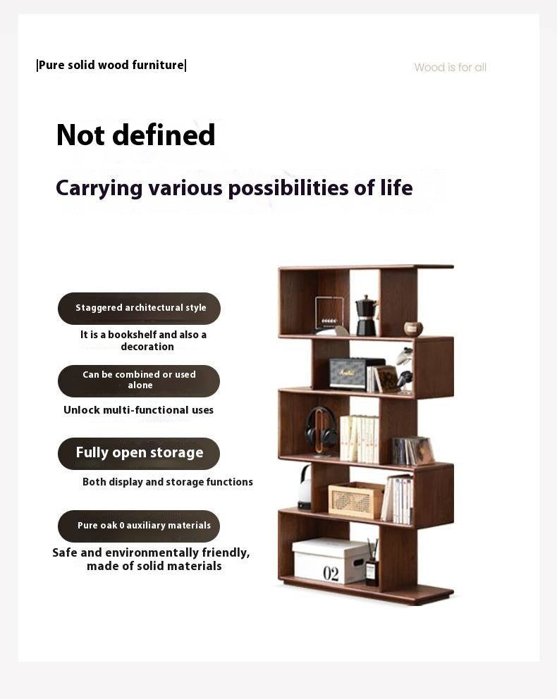 Oak Solid Wood Modern Minimalist Style Bookshelf