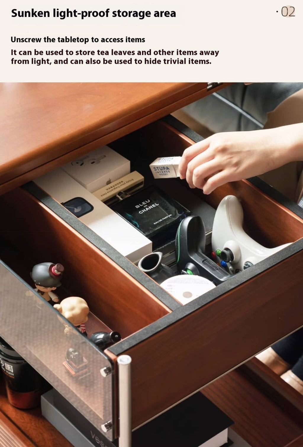 Poplar Solid Wood Middle Ancient Style Mobile Tea Table