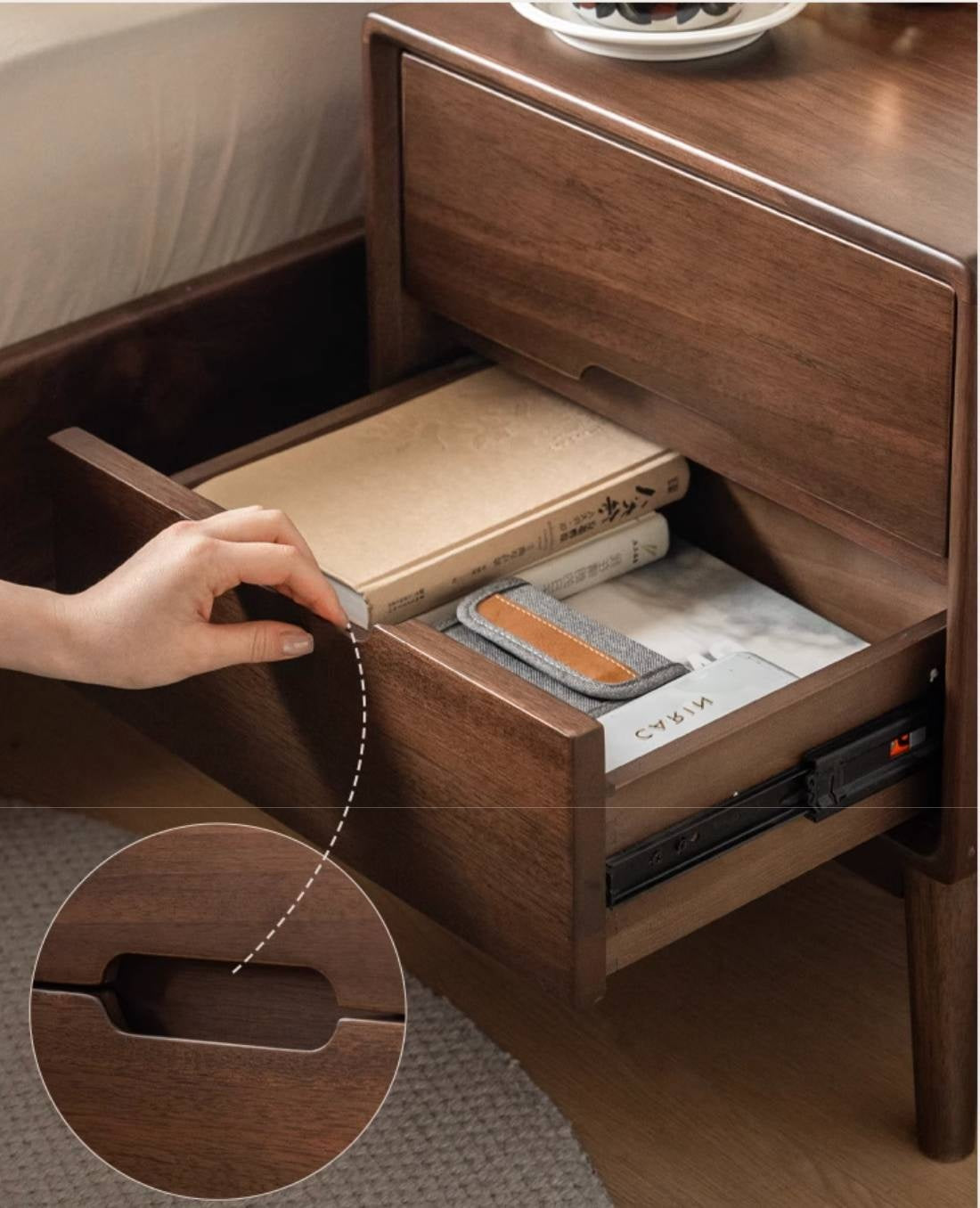 Black Walnut Solid Wood Modern Style Nightstand