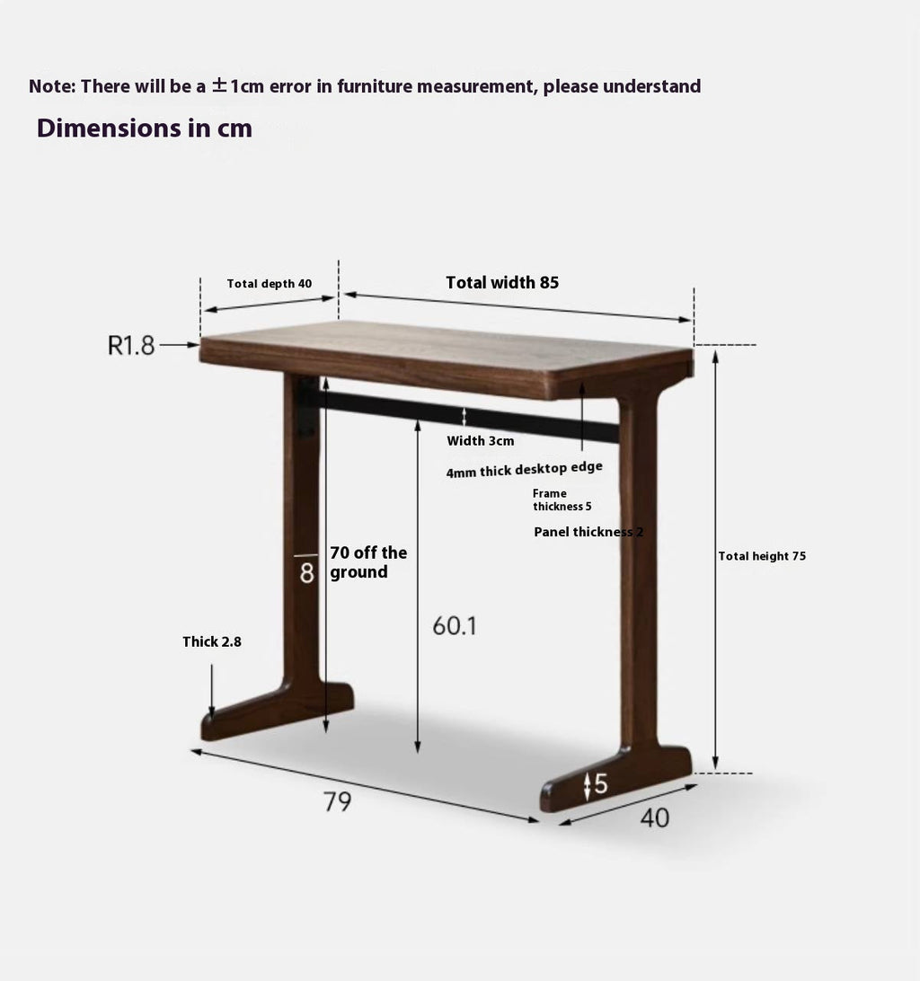 Oak, Black Walnut Solid Wood Office Desk With Integrated Bookshelf