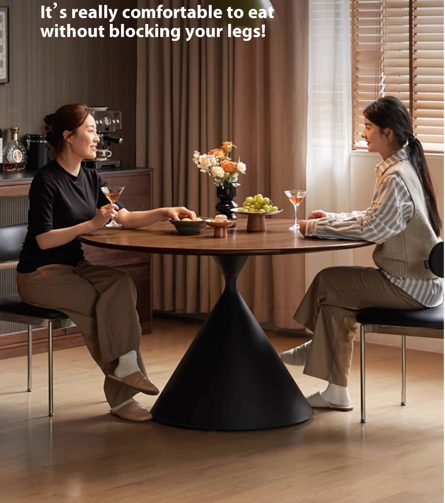 Black Walnut Solid Wood Light Luxury Style Dining Table