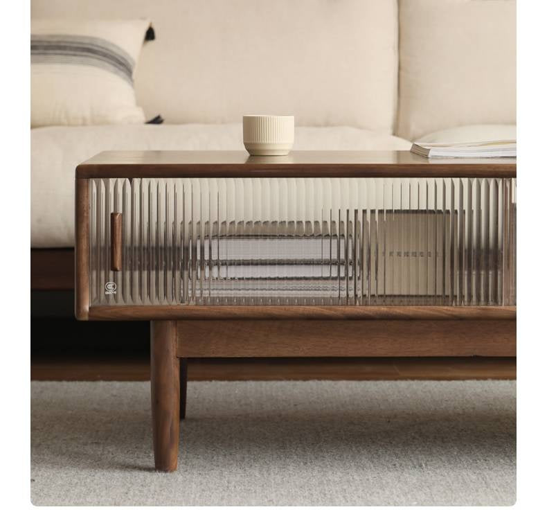 Black Walnut, Oak, Solid Rubberwood Solid Wood Modern Style Tea Table