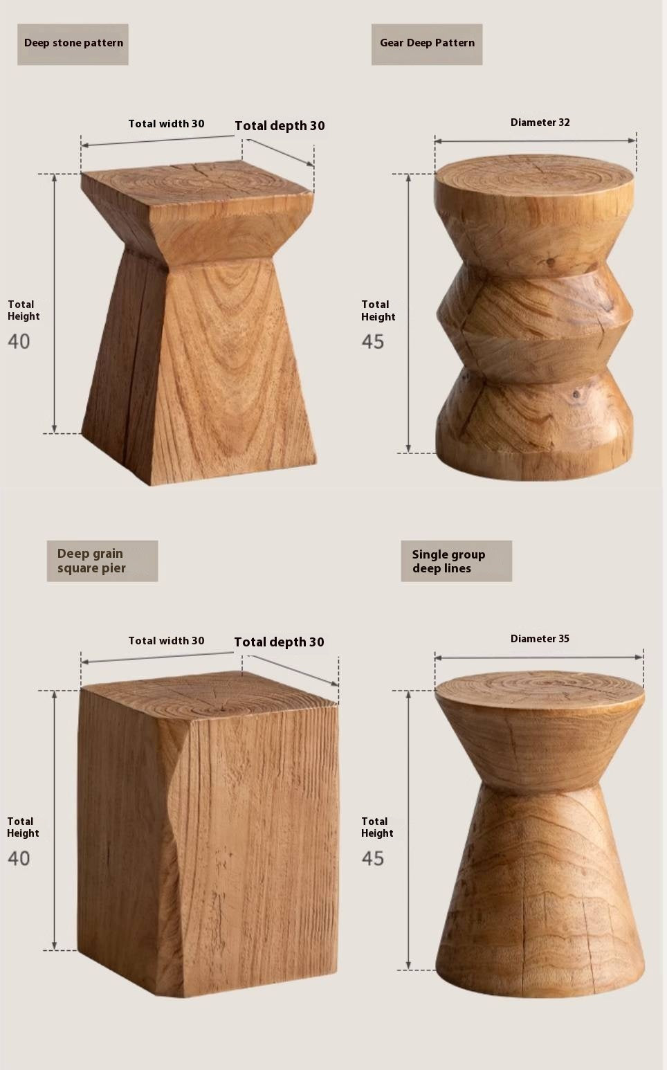 Pine Solid Wabi Sabi Style Side Table