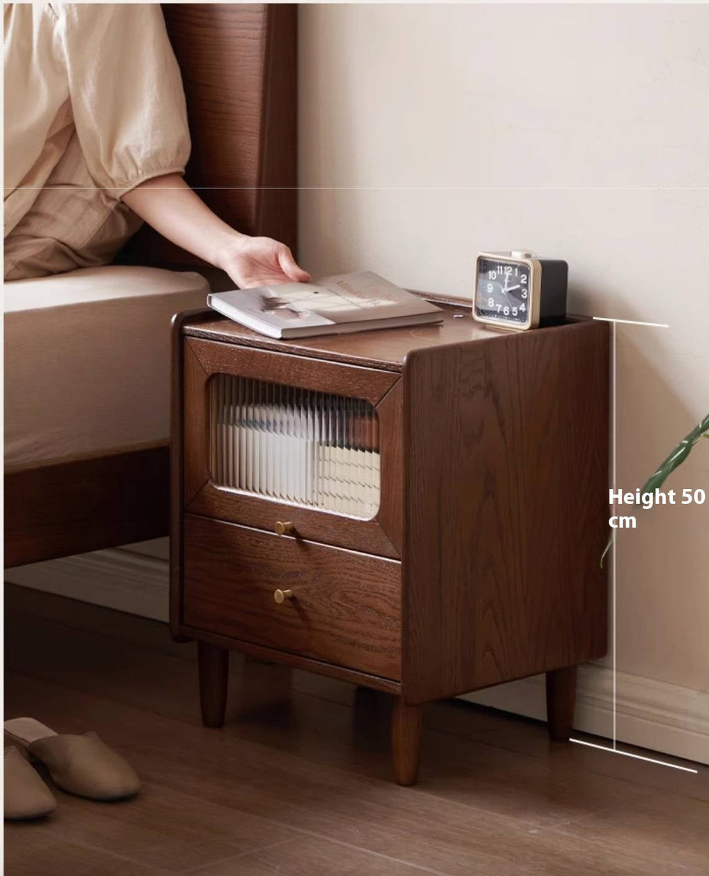 Oak Solid Wood Modern Style Nightstand