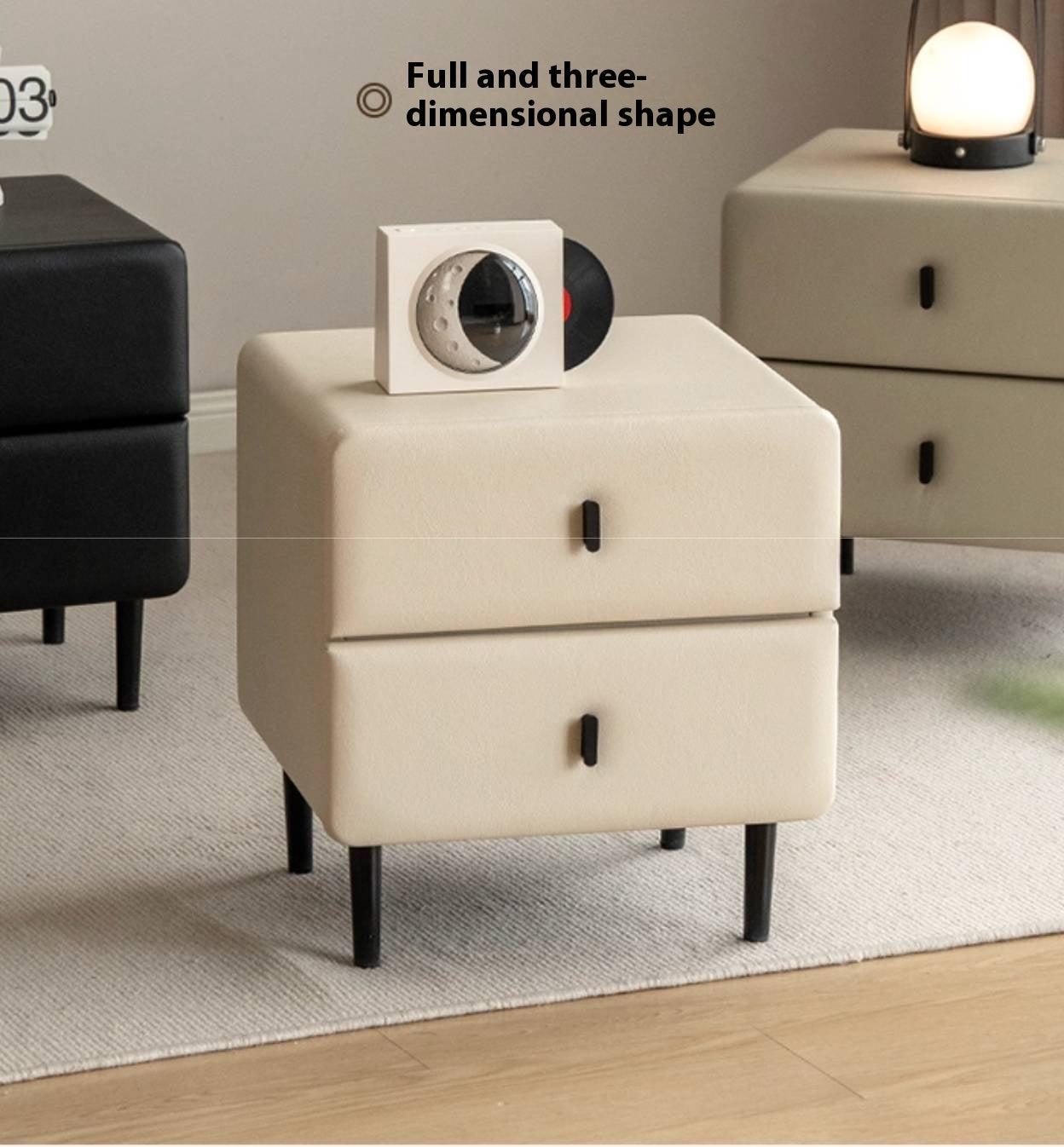Fabric Cream Style Soft Nightstand