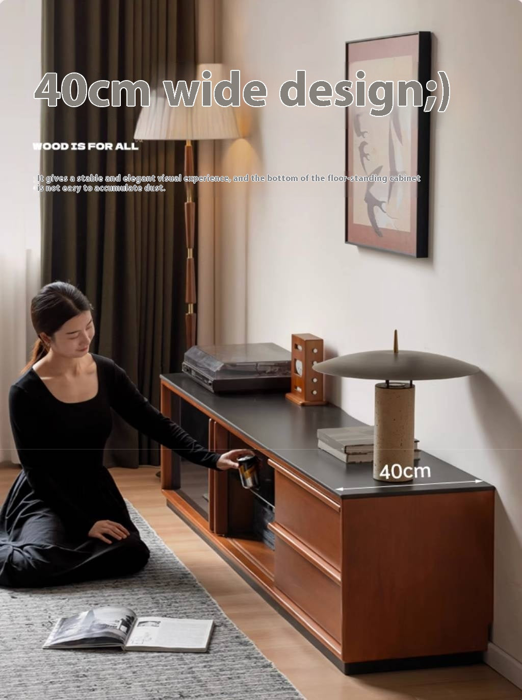 Poplar Solid Wood Medieval Style TV Stand