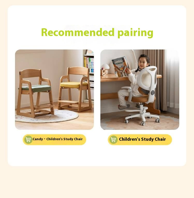 Beech Solid Wood Kids Learning Desk with Eye Protection Lamp