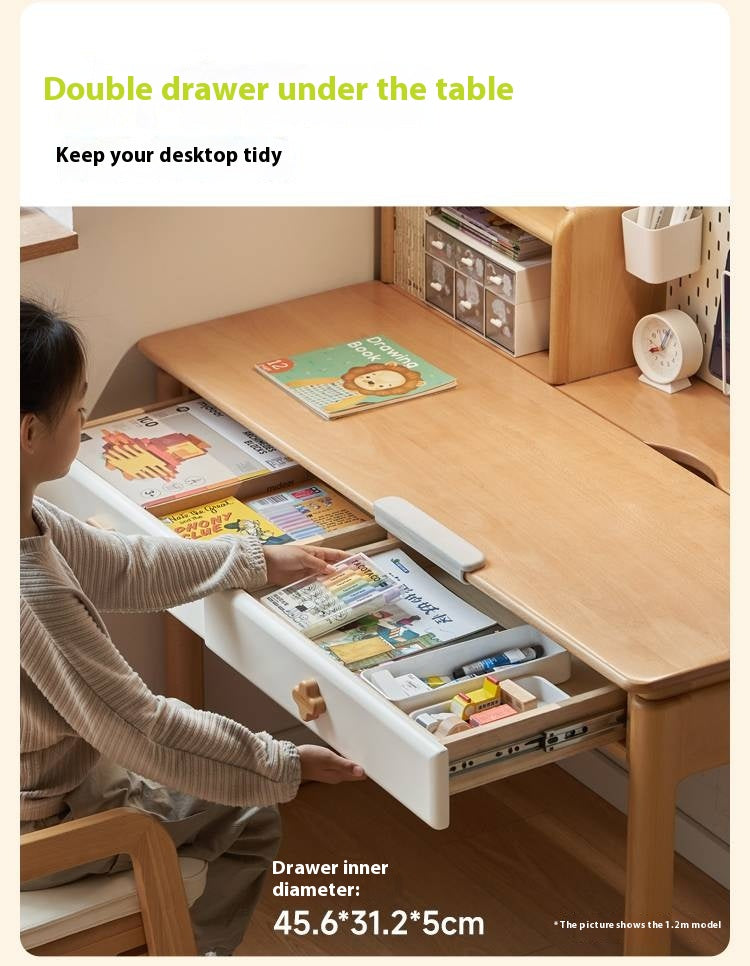 Beech Solid Wood Kids Learning Desk with Eye Protection Lamp