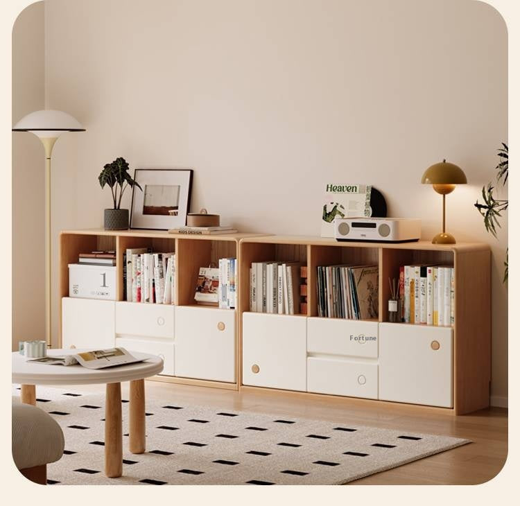 Solid Rubberwood Bookcase Cabinet