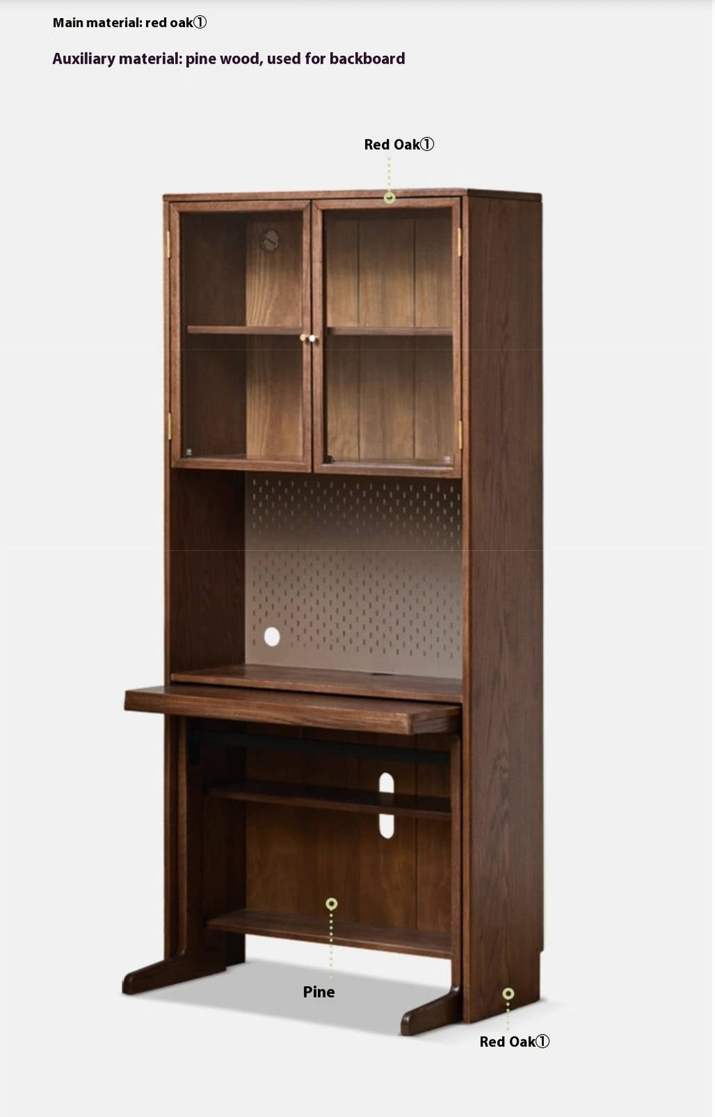 Oak, Black Walnut Solid Wood Office Desk With Integrated Bookshelf