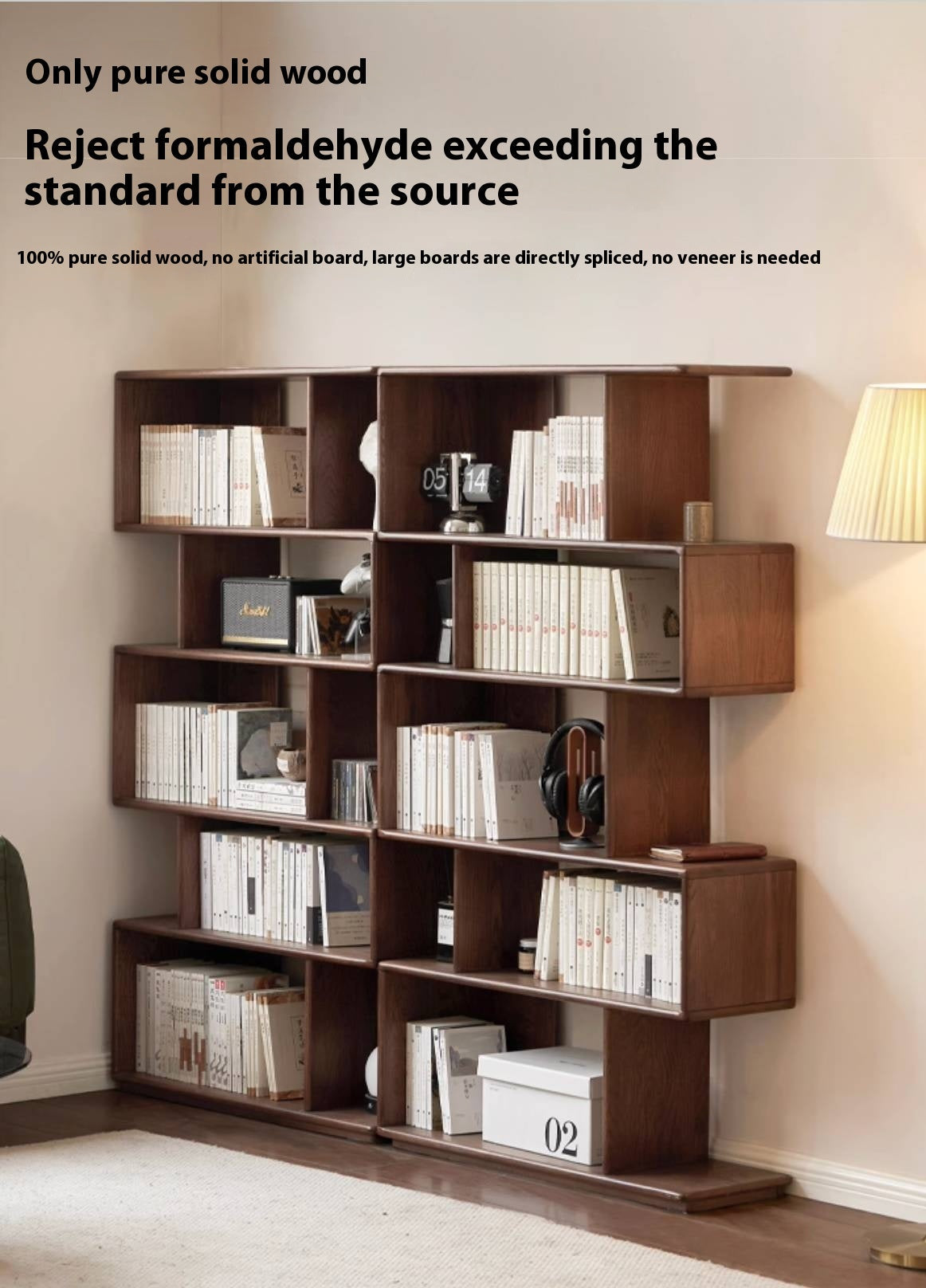 Oak Solid Wood Modern Minimalist Style Bookshelf