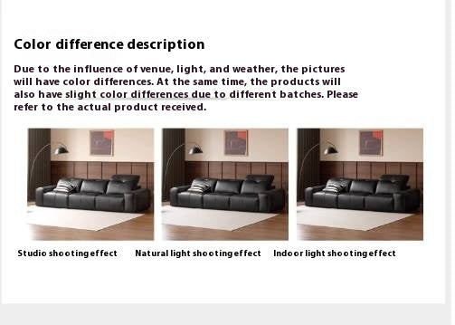 Leather Black High Back Straight Sofa