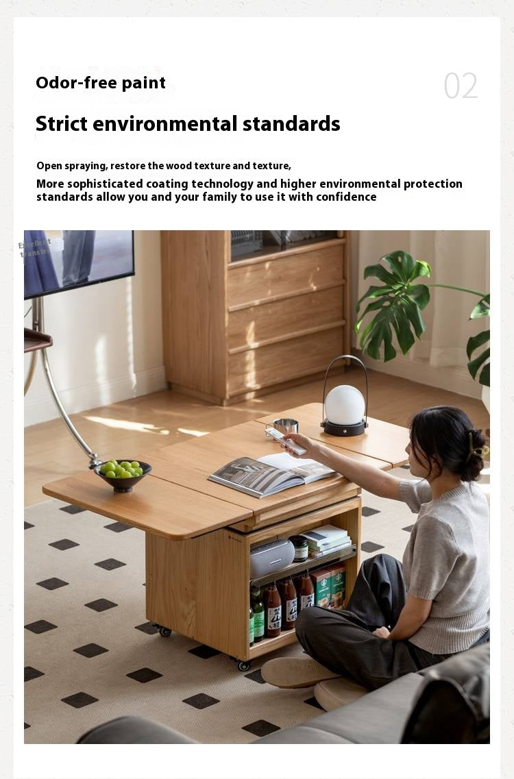 Oak Solid Wood Modern Style Lifting Mobile Coffee Table