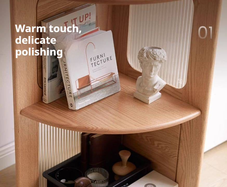 Oak Solid Wood Bookshelf Household Corner  Storage Rack