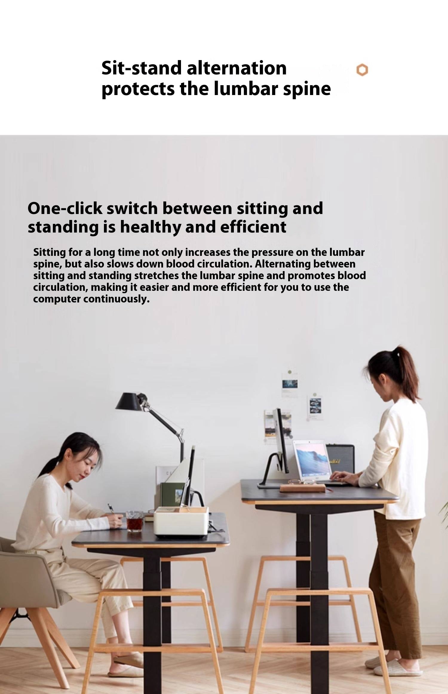 Oak Solid Wood Dual Electric Lifted Office Desk