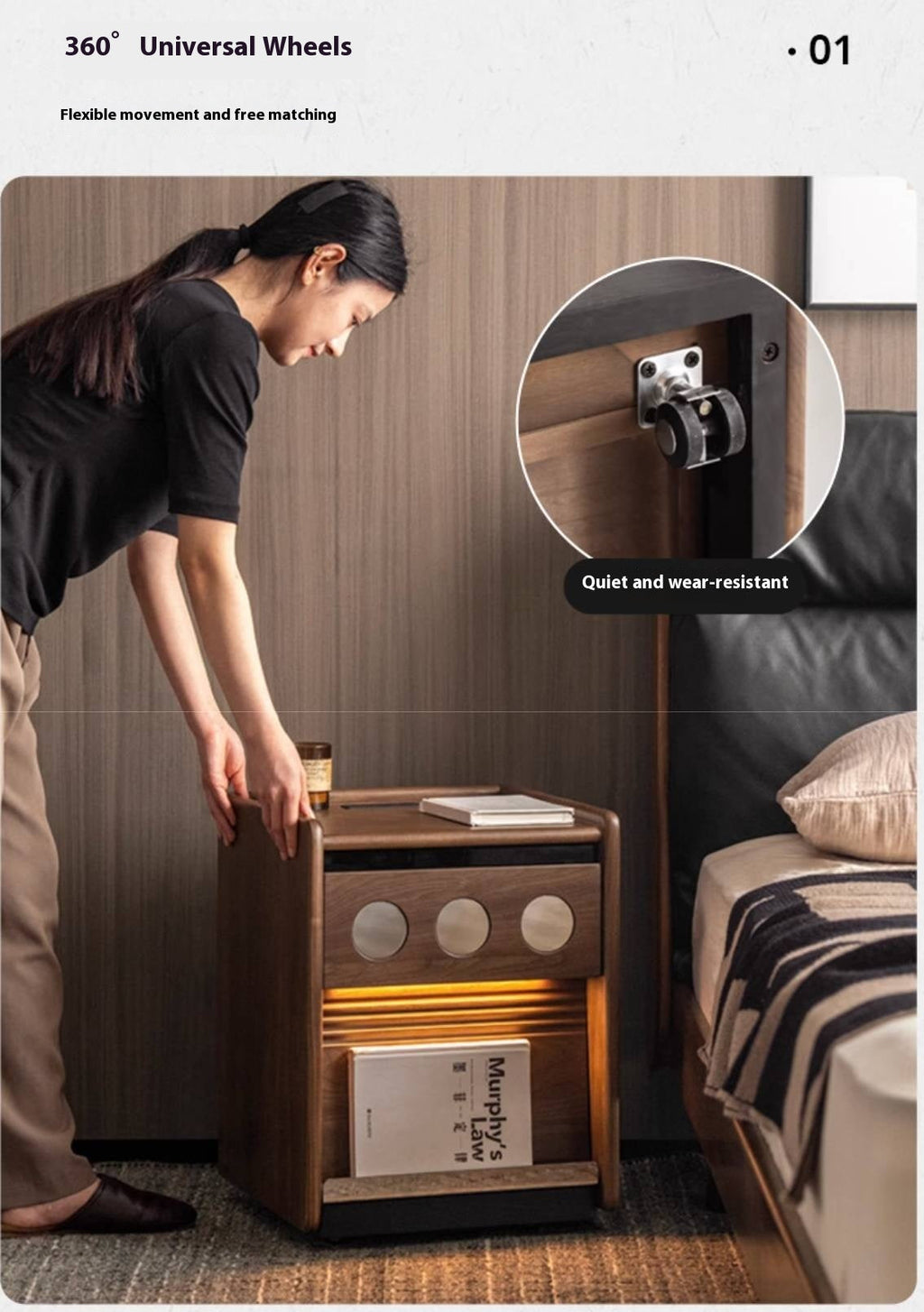 Black Walnut, Cherry, Ash, Poplar Solid Wood Nightstand