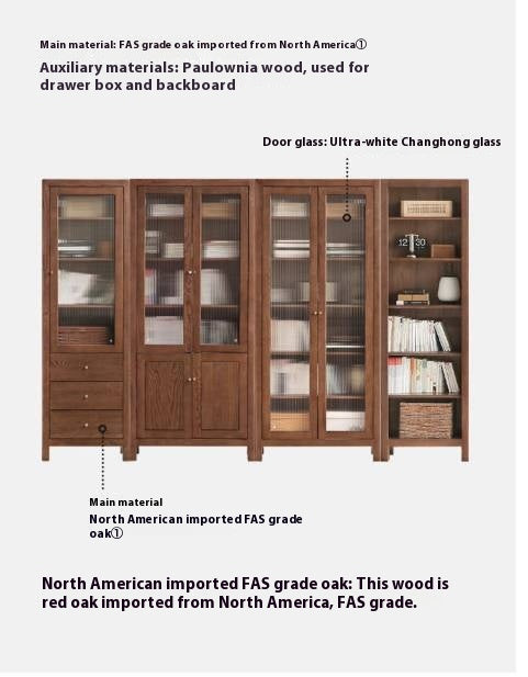 Solid Rubberwood, Oak Solid Wood Modern Bookcase