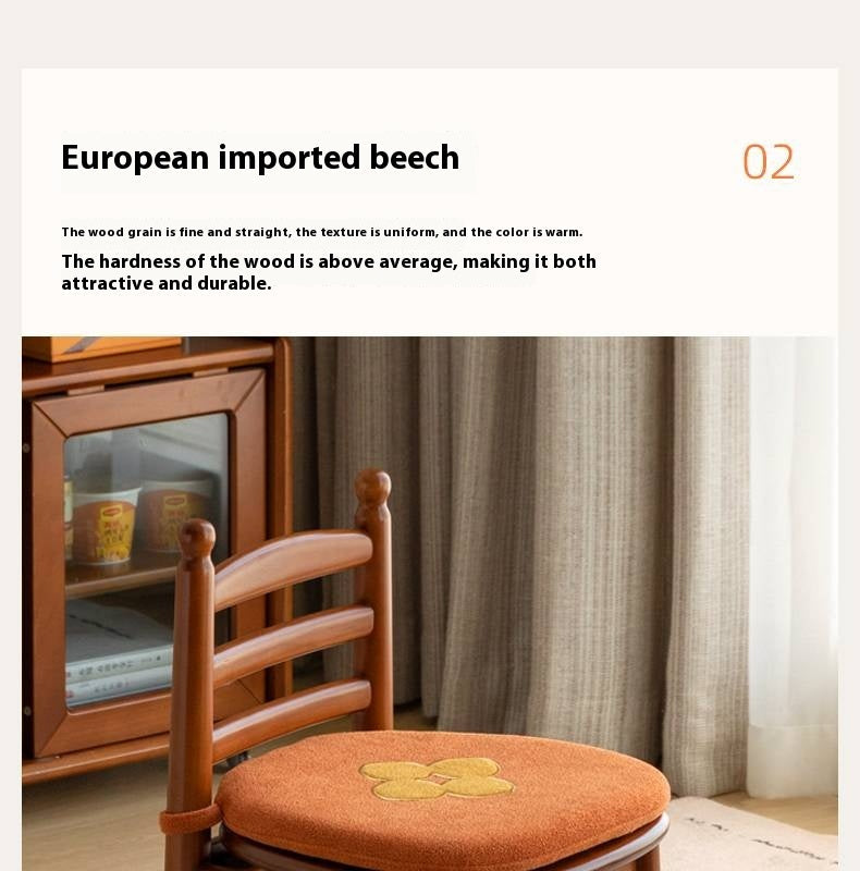 Beech Solid Wood Backrest Chair Medieval Style Soft Padded Chair