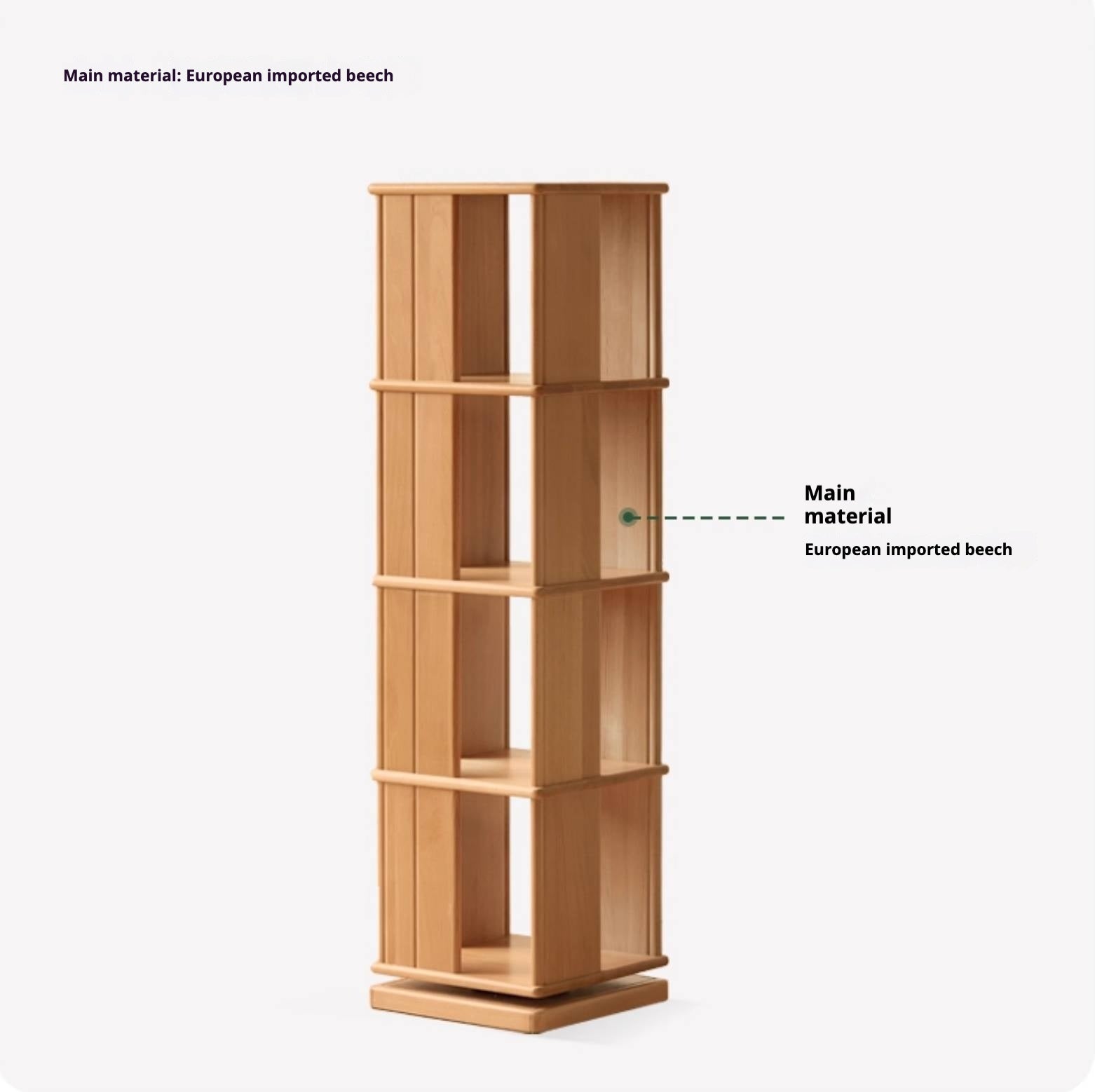Beech Solid Wood Rotating Bookshelf
