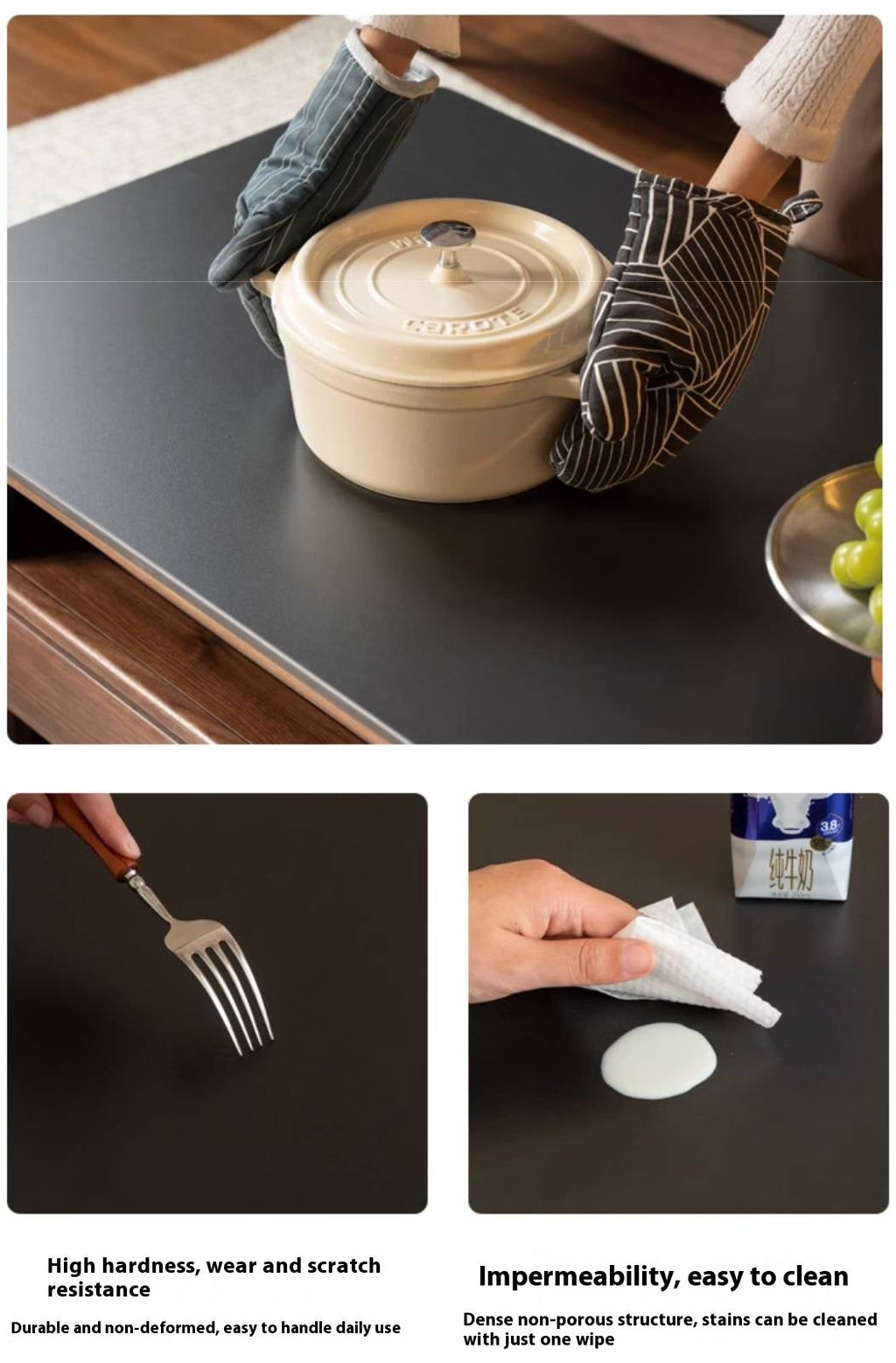 Black Walnut Solid Wood Rock Plate Coffee Table