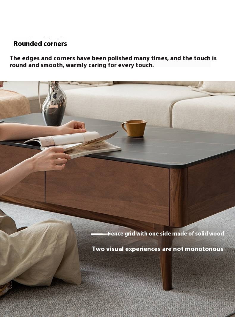 Sandalwood, Black Walnut Solid Wood Rock Plate Tea Table