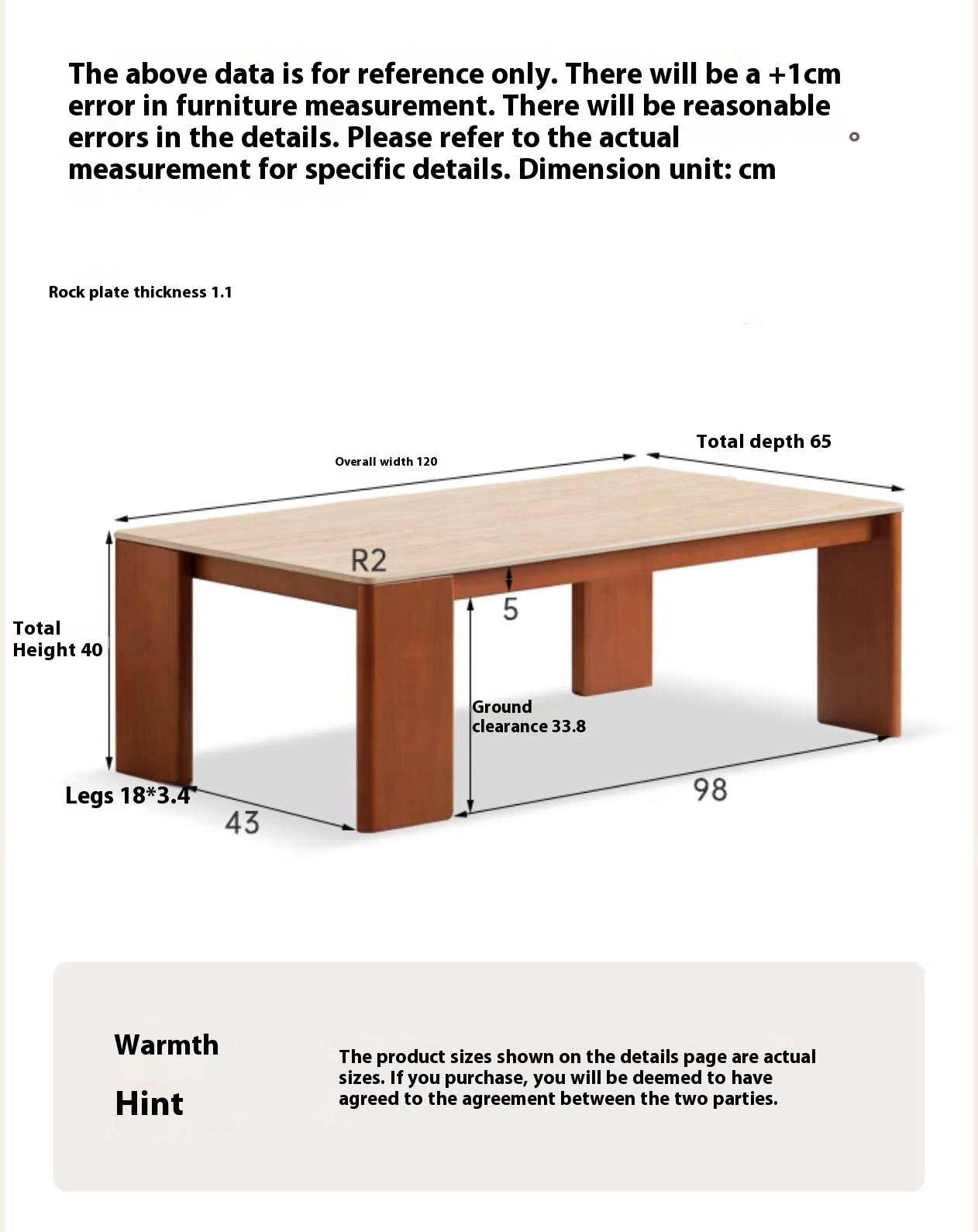 Poplar Solid Wood Medieval Style Rock Plate Coffee Table