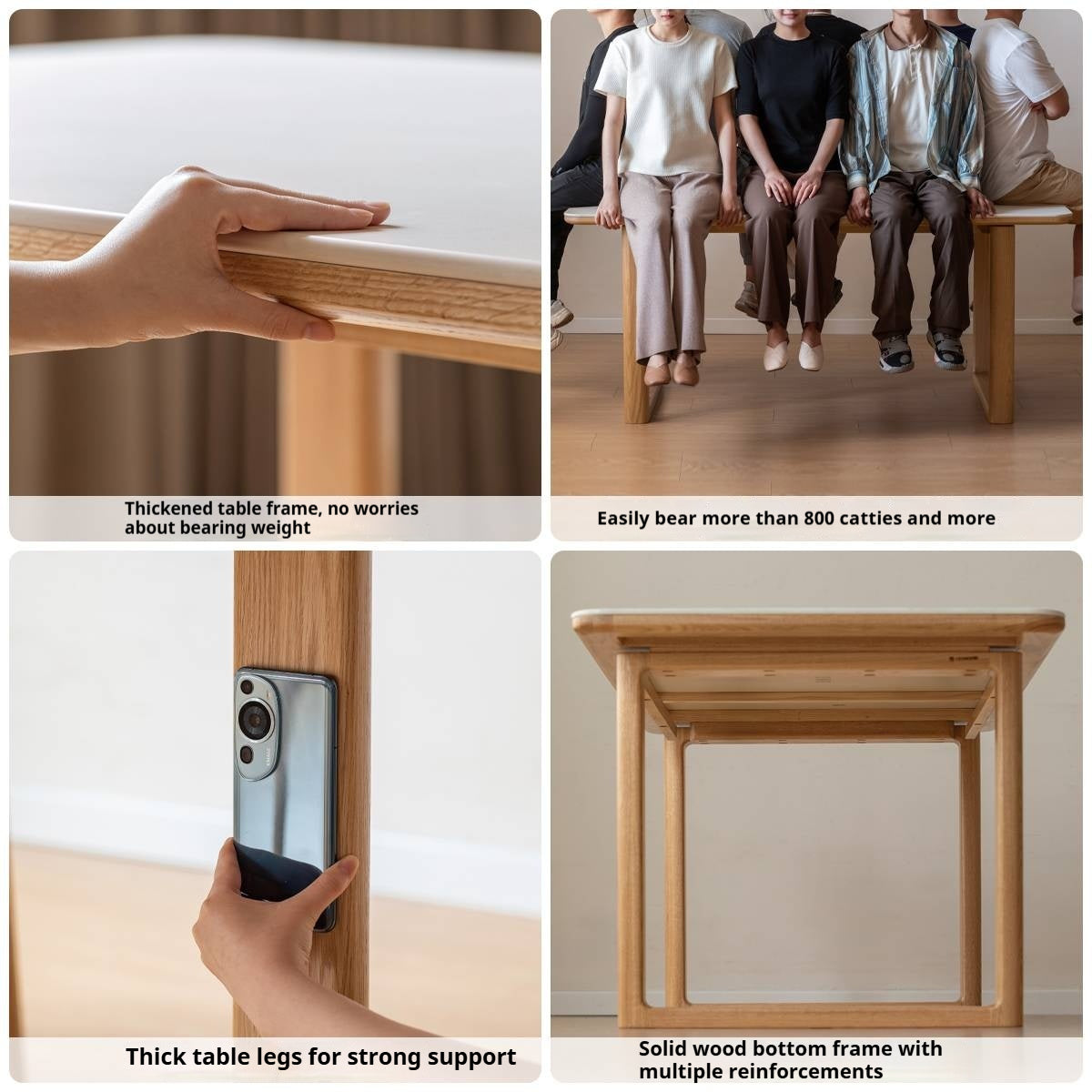 Ash, Oak Solid Wood Rock Board Dining Table