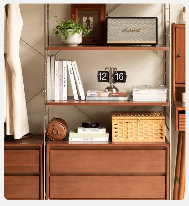 Oak Solid Wood Retro Style Side Cabinet