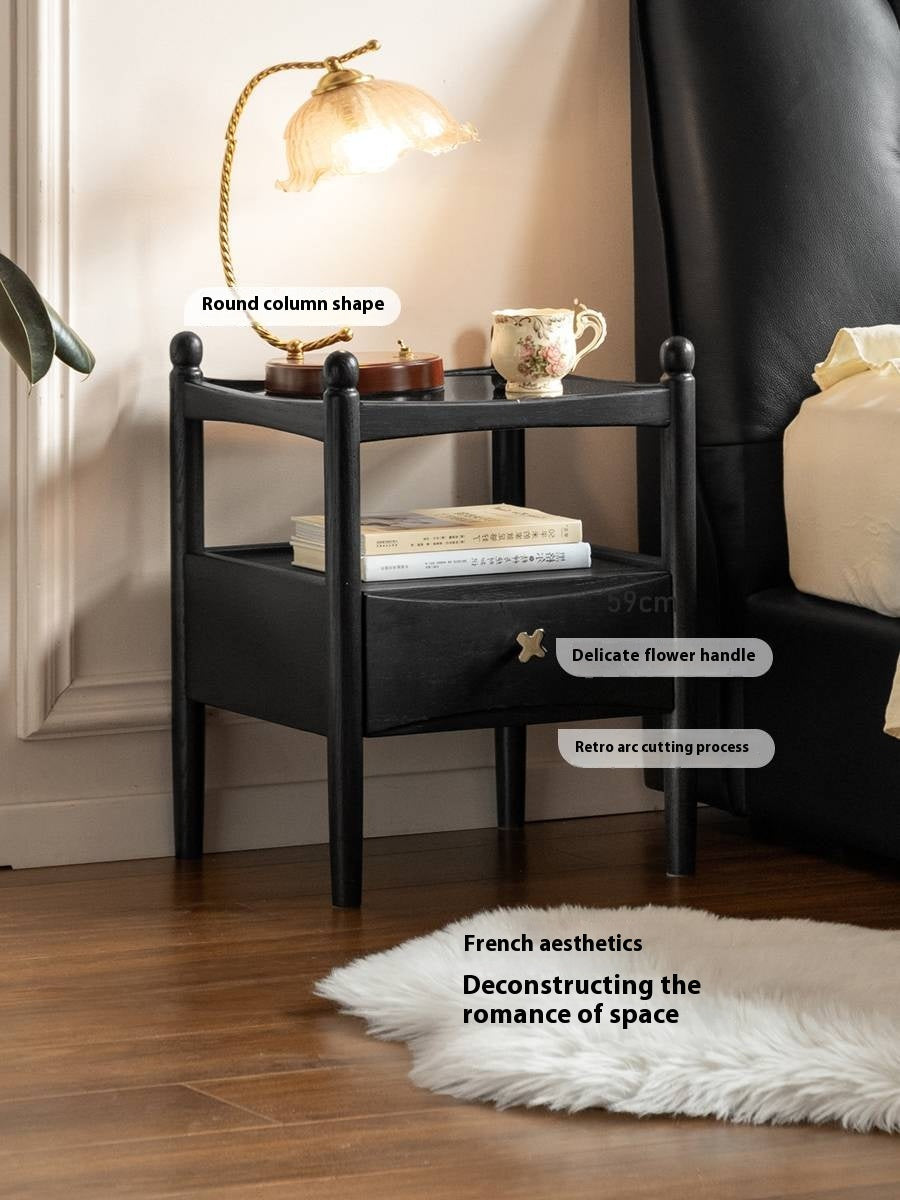 Cherry, Oak Solid Wood French Retro Nightstand