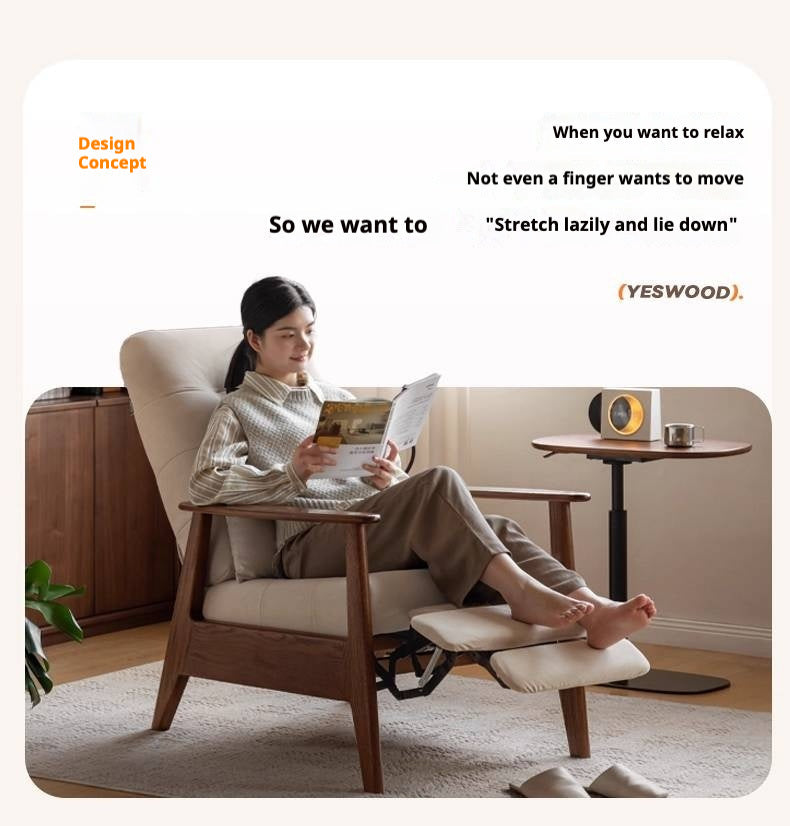 Oak Solid Wood Multifunctional Recliner Armchair
