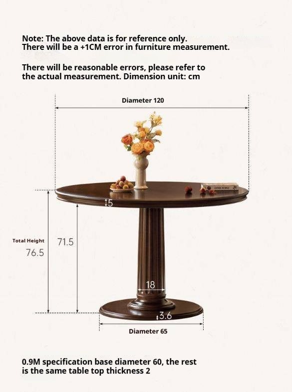 Poplar Solid Wood Dining Table American Retro