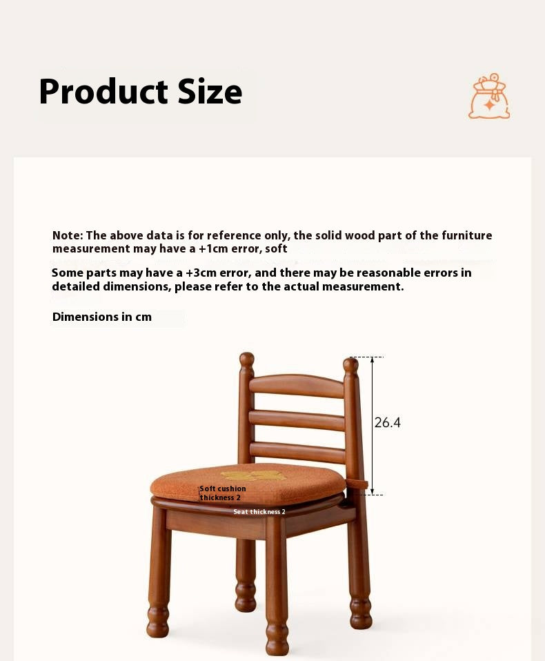 Beech Solid Wood Backrest Chair Medieval Style Soft Padded Chair